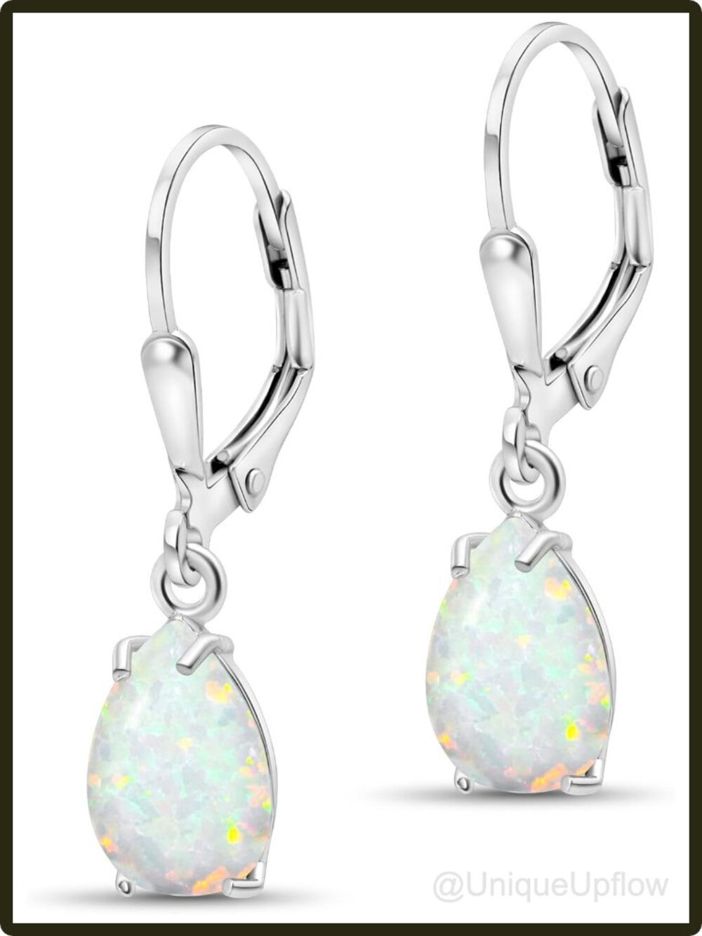 Dainty 925 Sterling Silver Opal Drop Dangle Earrings for Women October
